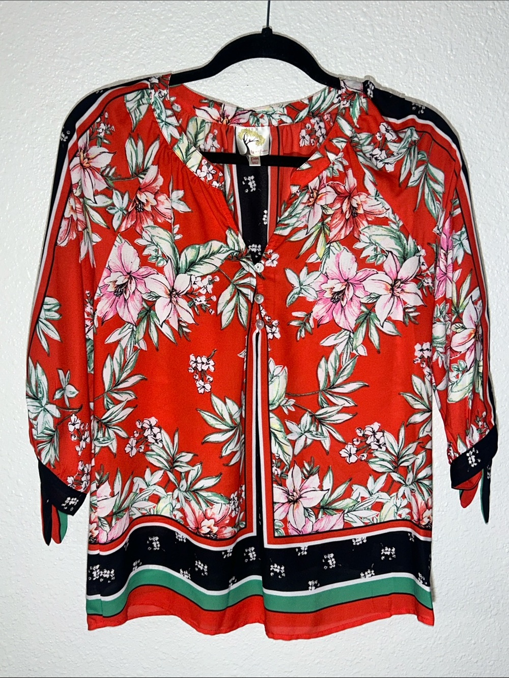 Anthropologie Fig and Flower Tropical Asian Blouse Sz PM